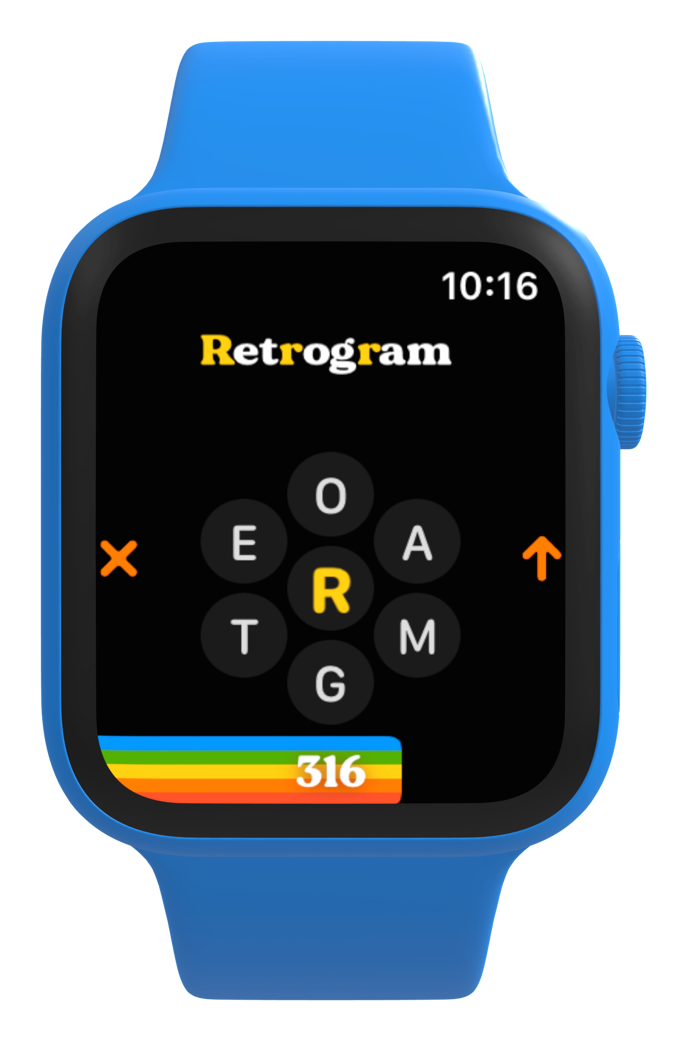 Screenshot of Retrogram running on Apple Watch